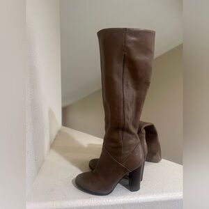 Luxury Rebel "Violet" heel‎ distressed Brown tall boots stylish fall winter 7.5